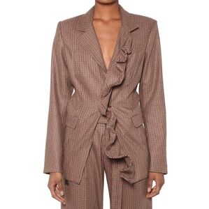 Ben Taverniti Unravel Project‎ Check Ruffle Blazer